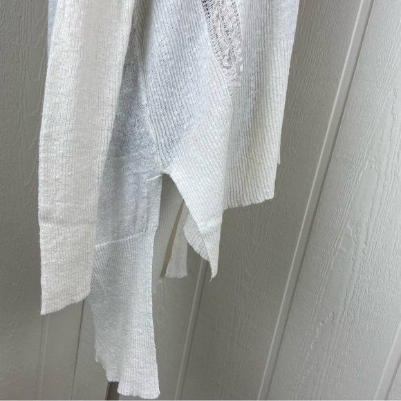 Free People Gauze Lace Inlet Hi-Low Long Sleeve Blouse Size Large - Picture 7 of 10